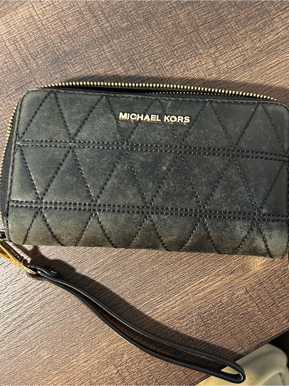 Michael Kors Black Quilted Zip Wristlet Wallet